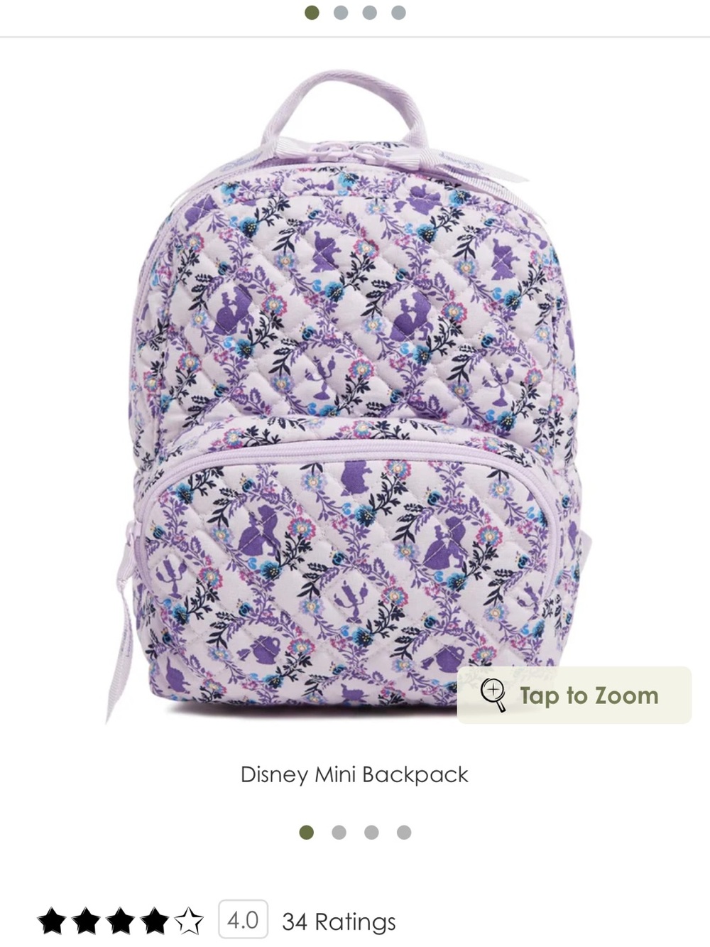 Vera Bradley x Disney Beauty & Beast Mini Backpack